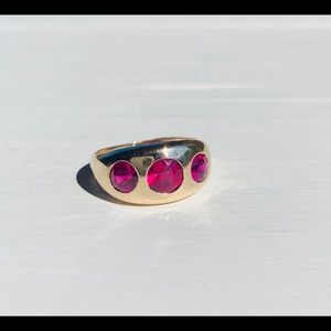 14k Rose Gold Ruby Gypsy Set Ring Antique
